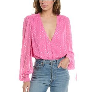 ROCOCO SAND X REVOLVE Pink Metallic Alora Bodysuit Sz XS
